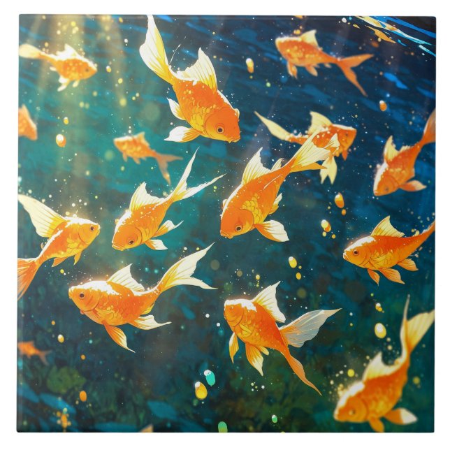 Golden fish Ceramic Tile (Front)