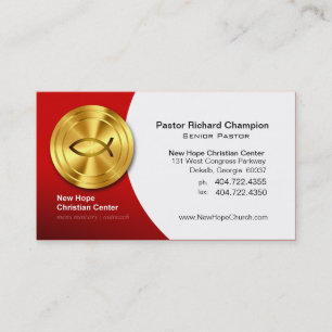 Golden Fish IXOYE Christian Symbol Minister/Pastor Business Card