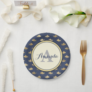 Golden fish pattern custom paper plate