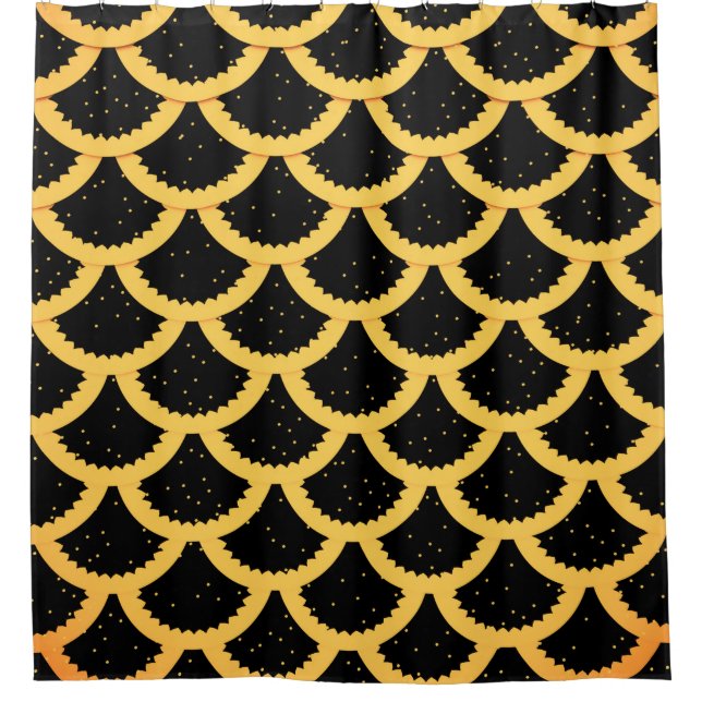 Golden fish scales pattern shower curtain (Front)