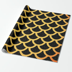 Golden fish scales pattern wrapping paper