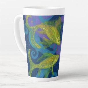 Golden Fish Underwater Art Pastel Painting  Latte Mug