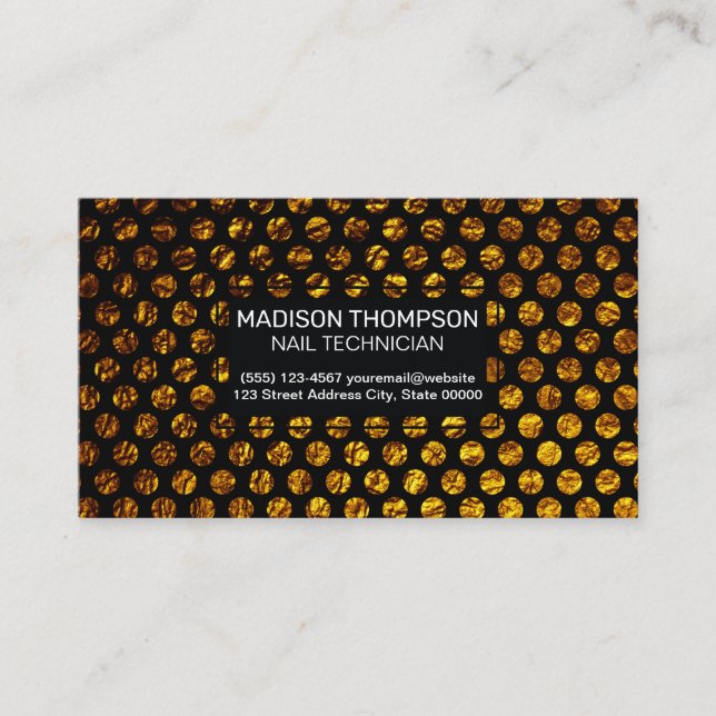 Golden Flake Polka Dots Business Card (Front)