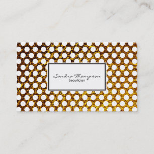 Golden Flake White Polka Dots Business Card