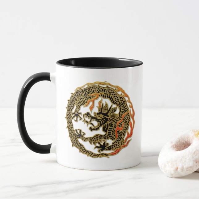 Golden Flame Dragon Emblem Mug (With Donut)