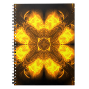 Golden Flame Kaleidoscope Fractal Art Notebook