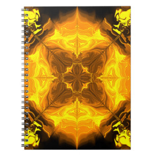 Golden Flame Kaleidoscope Fractal Art Notebook
