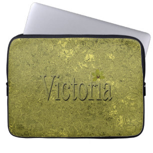 Golden Flecks Victoria Name Design, Laptop Sleeve
