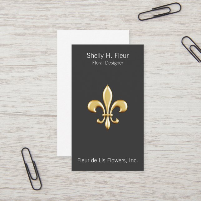Golden Fleur De Lis Business Card (Front/Back In Situ)
