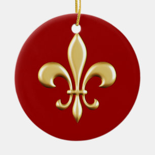 Golden Fleur De Lis Ceramic Tree Decoration
