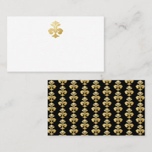 Golden Fleur de Lis Damask Reception Place Card