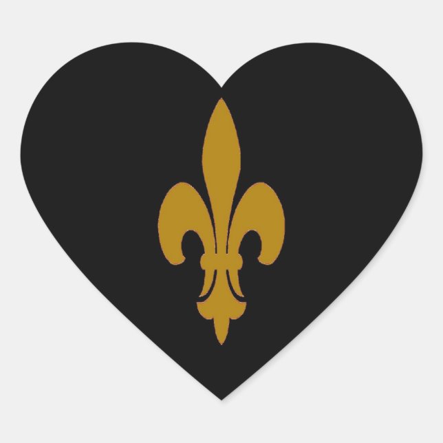 Golden Fleur De Lis Heart Sticker (Front)