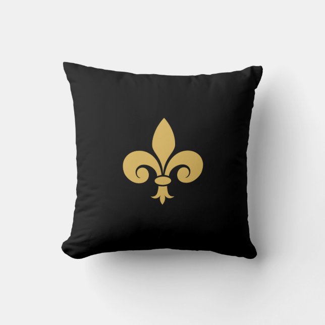 Golden Fleur de Lis on Black Cushion (Front)