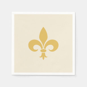 Golden Fleur-de-Lis  on Champagne Beige Napkin