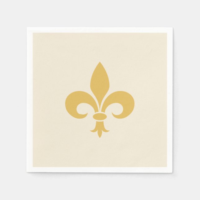 Golden Fleur-de-Lis  on Champagne Beige Napkin (Front)