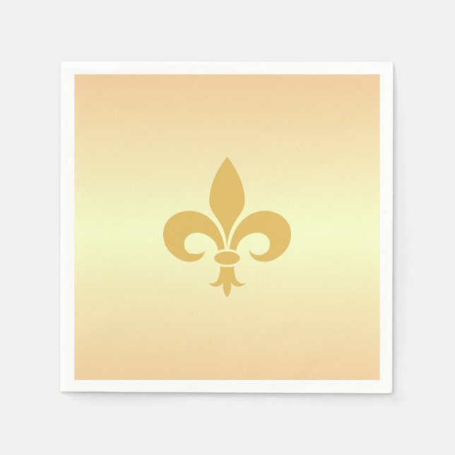 Golden Fleur-de-Lis  on Golden Gradient Napkin (Front)