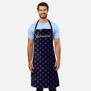 Golden Fleur de Lis on Navy Blue Apron