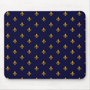 Golden Fleur de Lis on Navy Blue Mouse Mat
