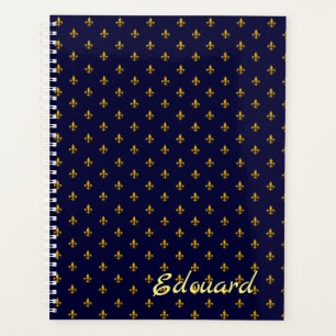 Golden Fleur de Lis on Navy Blue Planner