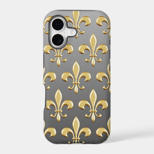 Golden Fleur De Lis Pattern on Gradient