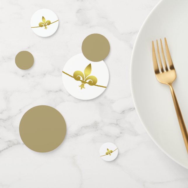 Golden Fleur de Lis Wedding Shower Table Confetti (Group)
