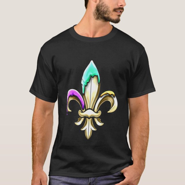 Golden Fleur De Lis With Purple Green And Golden C T-Shirt (Front)