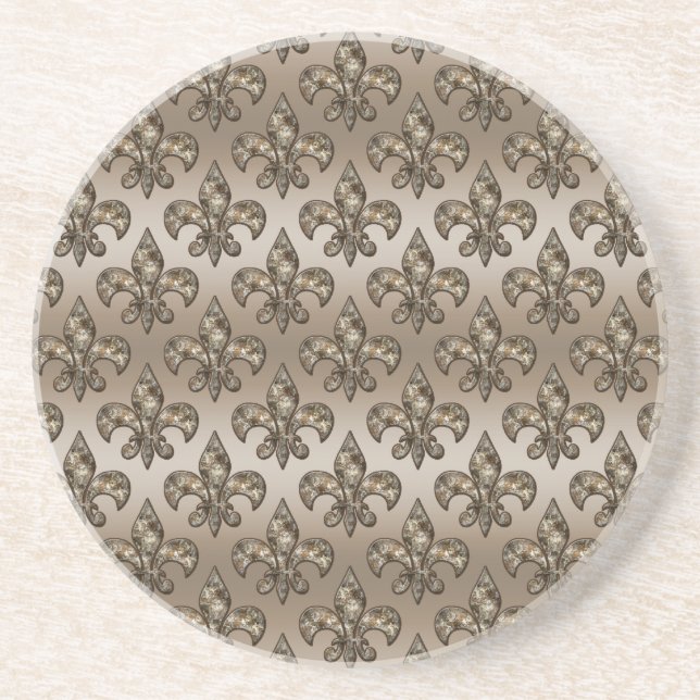 Golden Fleur-De-Lys Pattern Coaster (Front)