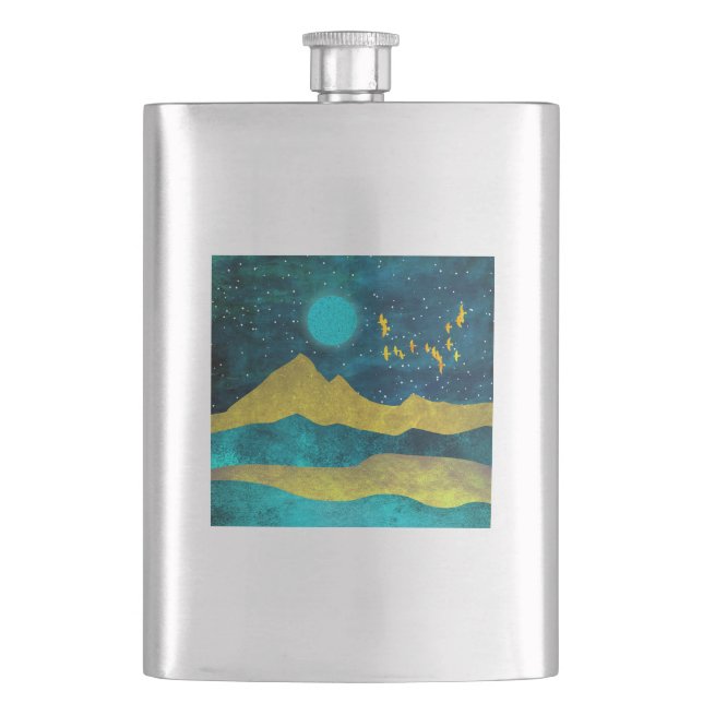 Golden Flock Hip Flask (Front)