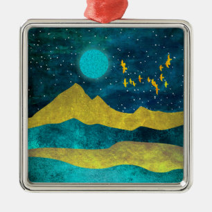 Golden Flock Metal Tree Decoration