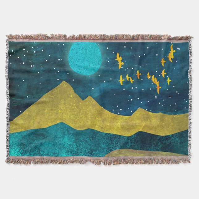 Golden Flock Throw Blanket (Front)