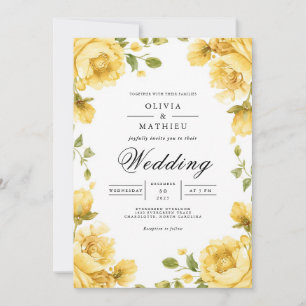 Golden Floral Arch Romance Wedding Invitation