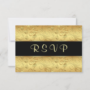 Golden floral black  RSVP