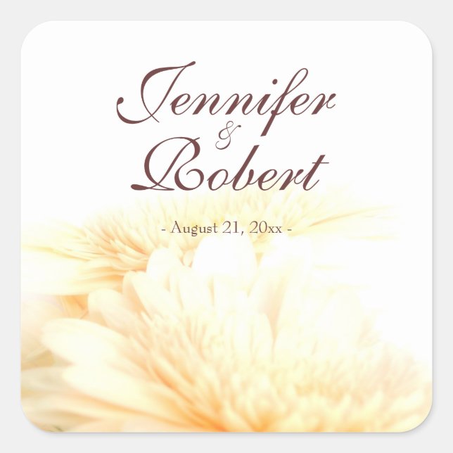 Golden Floral Bride and Groom Wedding Sticker (Front)