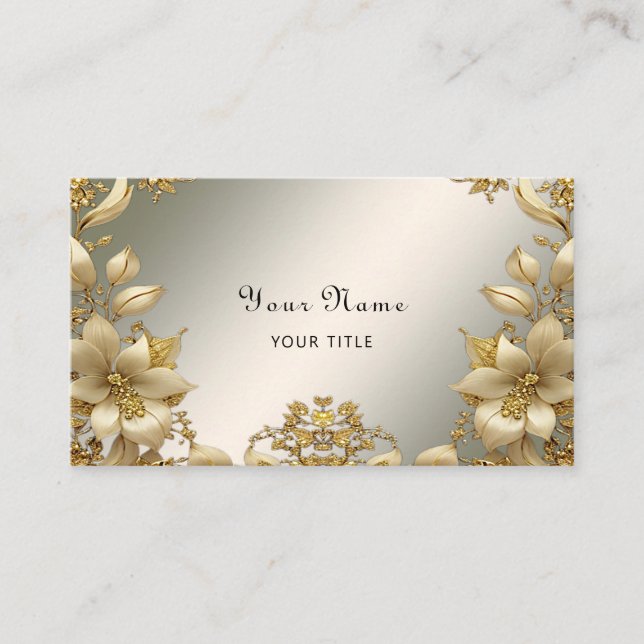 Golden Floral Business Card (Front)