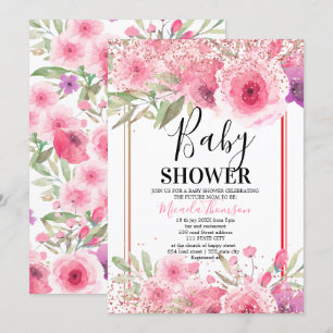 Golden floral cake for baby shower invitation