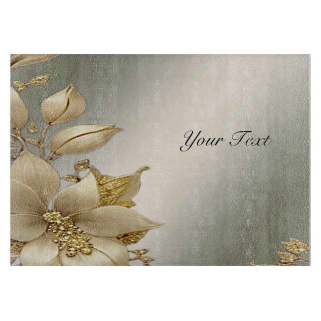 Golden Floral Cutting Board (Front)