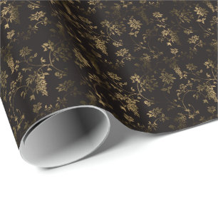 Golden floral decoration wrapping paper