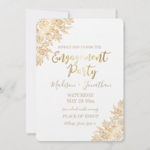Golden Floral Decorative With Ring Invitation