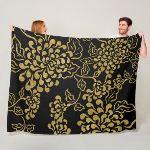Golden Floral Design on Any Colour Fleece Blanket