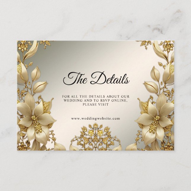 Golden Floral Detail Enclosure Card (Front)