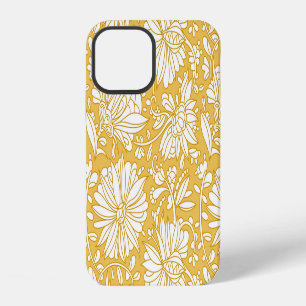 Golden floral doodle, abstract hand-drawn iPhone 12 case