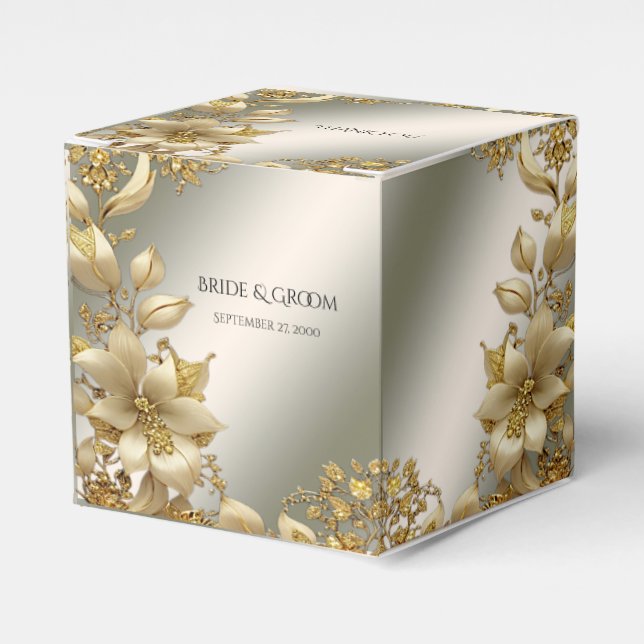 Golden Floral Favour Box (Front Side)