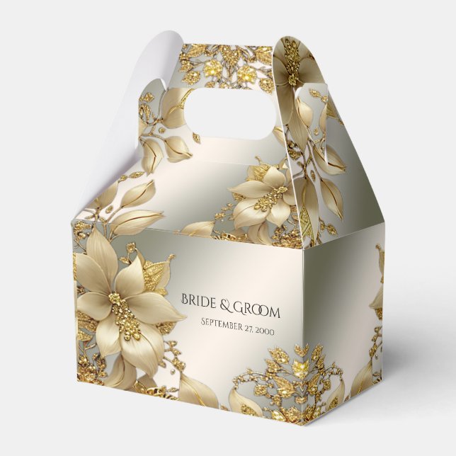 Golden Floral Favour Box (Front Side)