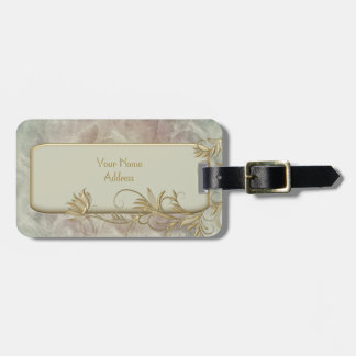 Golden Floral Flourish Accent Travel Tags 2 sided