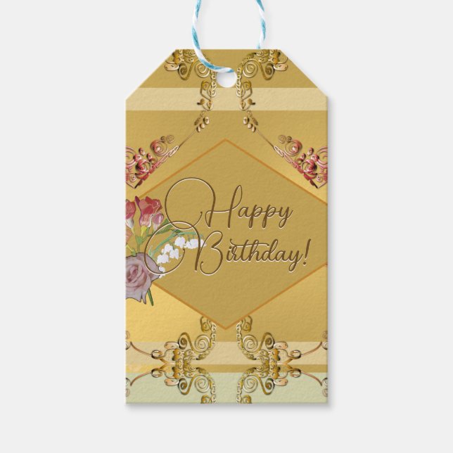 Golden Floral Gift Tag (Front)