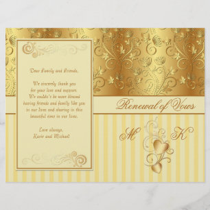 Golden floral, hearts Renewal of Vows program