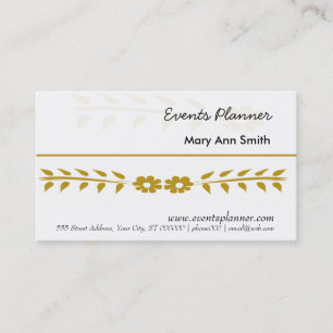Golden Floral Indie Decor Event Party Planning Business Card