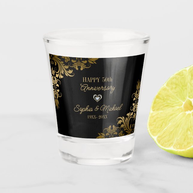 Golden Floral Lace  Shot Glass (Front)