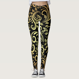 golden floral    leggings