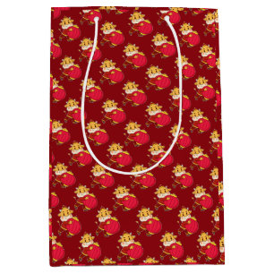 Golden Floral Luxury: Year of the Dragon Rabbit Medium Gift Bag